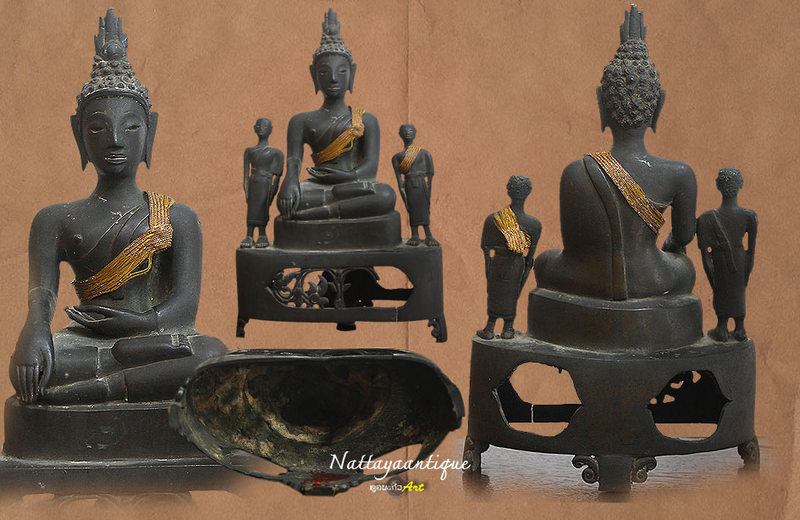 พระบูชา สิงห์3 เมืองน่านหน้าตัก3.5 สูง 7 นิ้ว สาวกสูง3นิ้วครึ่ง