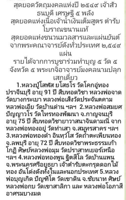 เหรียญเจ้าสัวธนบดีเศรษฐี 5พลังลป.โสฬส