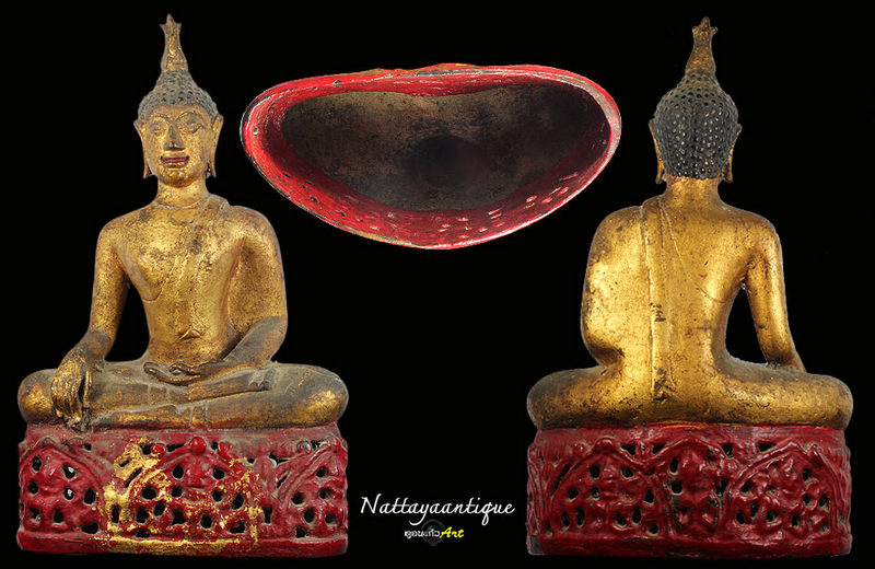 พระบูชาตะกวน ลงชาดทอง หน้าตัก 4 นิ้ว