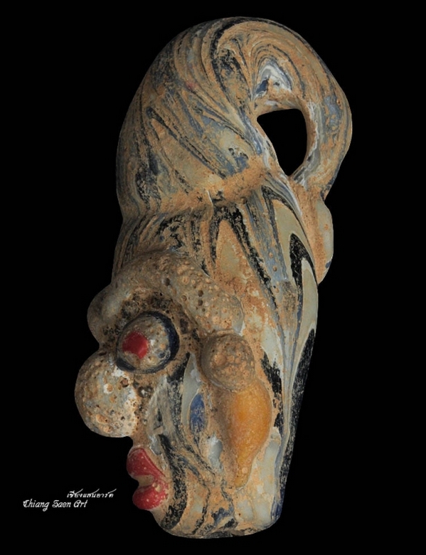 ลูกปัดเทพหน้าสะกตตาแดง PHOENICIA 200 B.C.