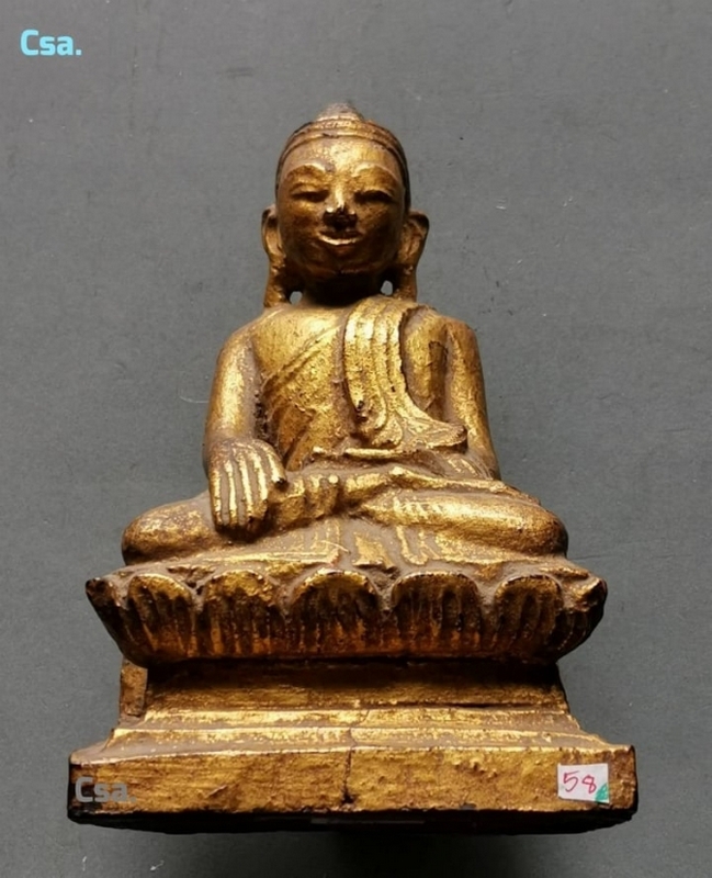 พระบูชาไม้แมนดาเลย์ พม่า ตัก 4 นิ้ว สูง 7.5 นิ้ว
